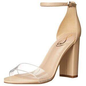 Sam Edelman Yaro Nude Clear Open-Toe Block Heel Sandals Size 10 New